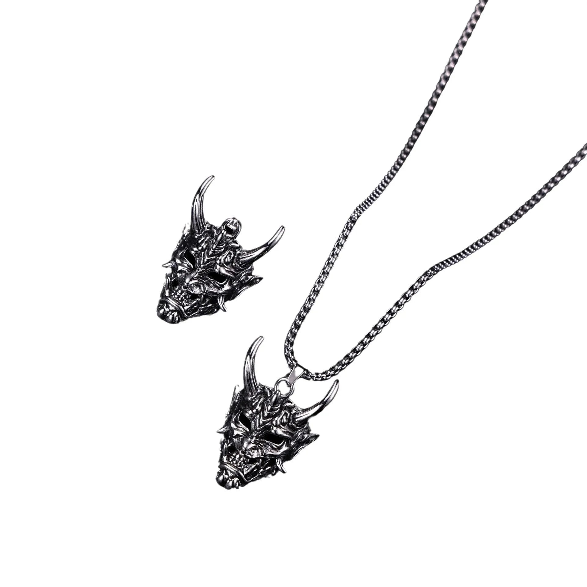 Men's silver electroplated zinc alloy pendant necklace measuring 40mm wide by 27mm high