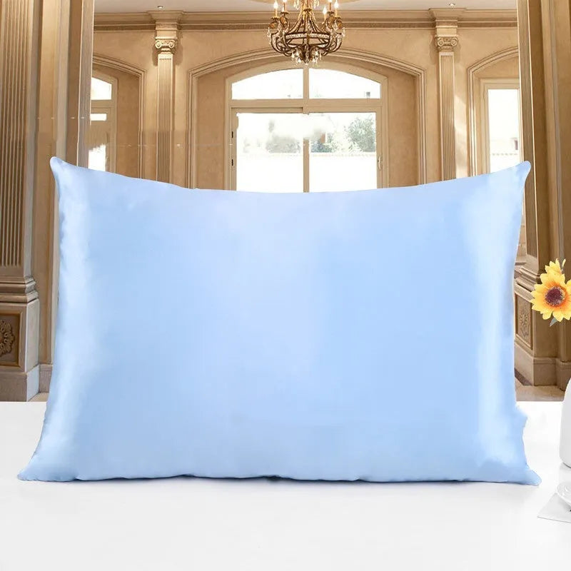 Double-sided 19 M silk pillowcase in apricot colour, showing reversible construction and standard UK size.