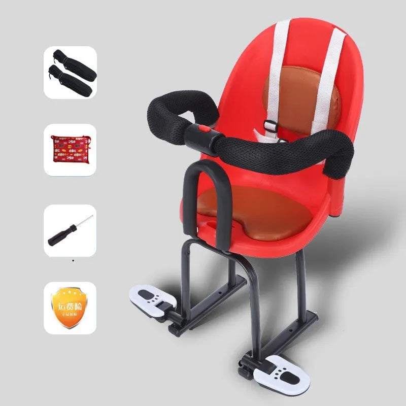 High carbon steel front safety seat for children's battery scooter in black colour