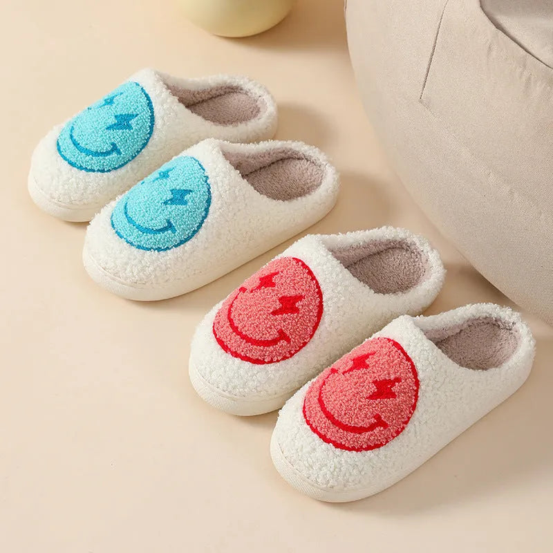 Plush women's slippers in Big Love colour with non-slip PVC sole and round toe.