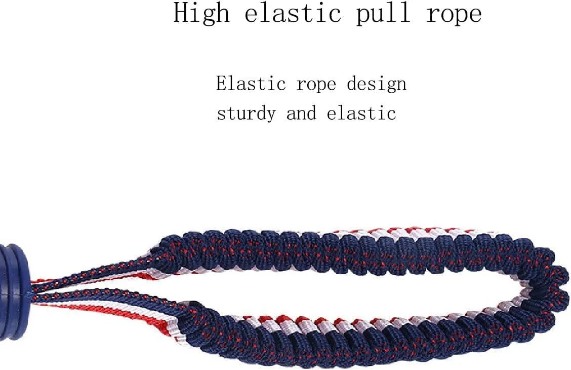 Blue and red dog ball with rope toy showing 6.5cm rubber ball attached to rope