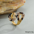 Leopard series stainless steel open mouth ring with geometric heart or star shape design in electroplated colours