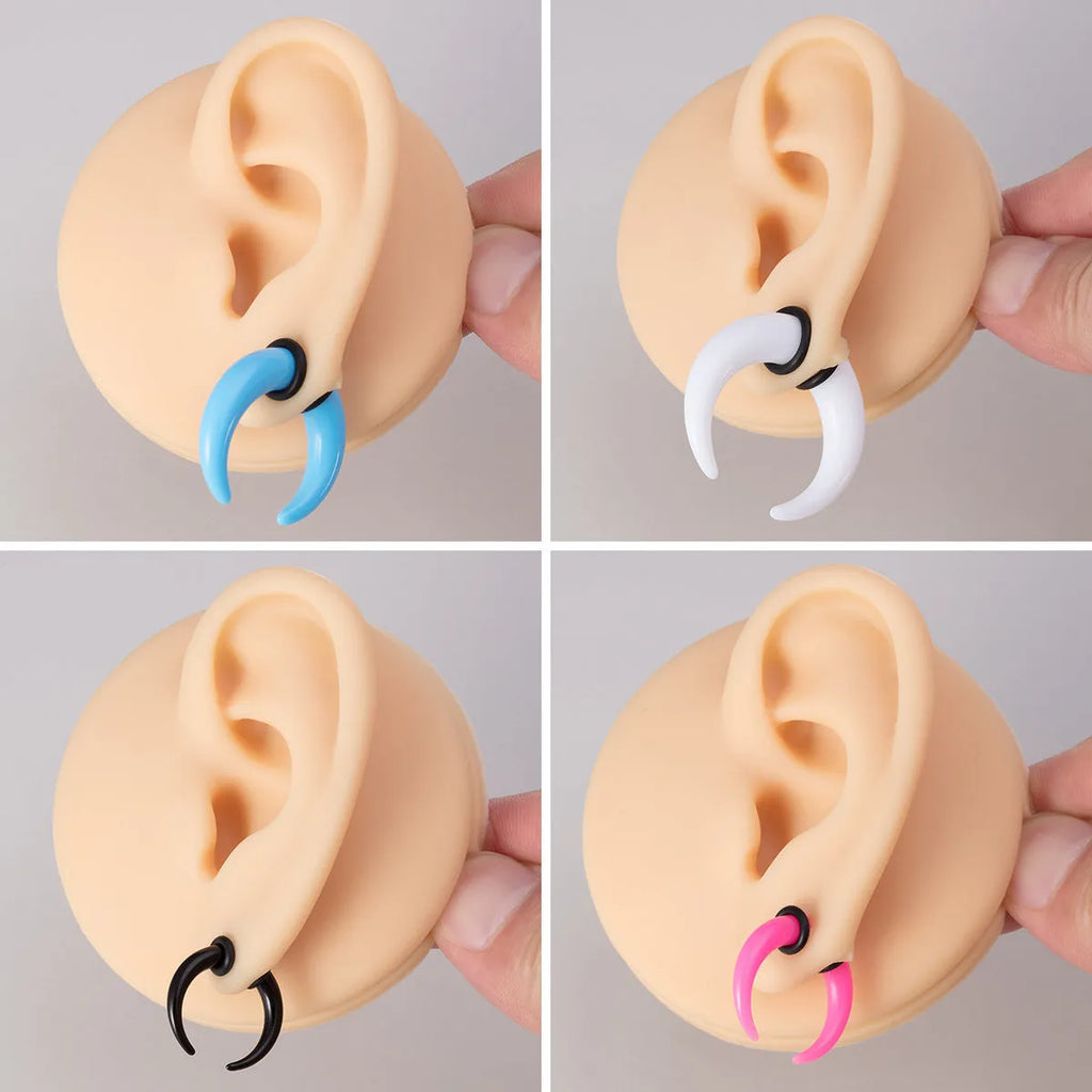 Acrylic horn auricle nose ring horseshoe shape black rubber belt tire grinding finish unisex