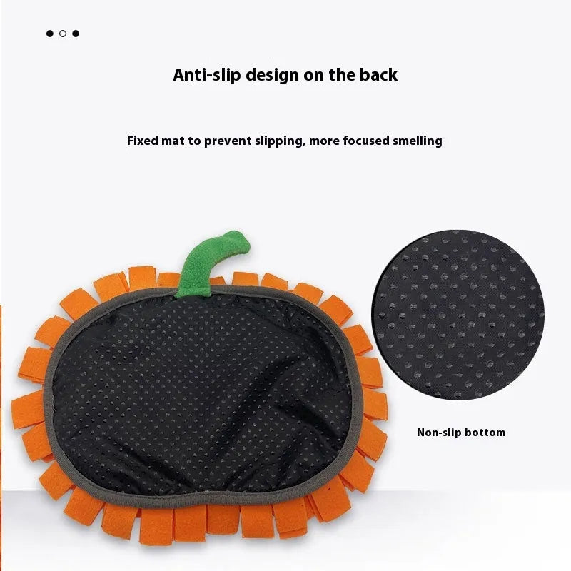 Orange pumpkin-shaped pet training mat for slow feeding and choking prevention