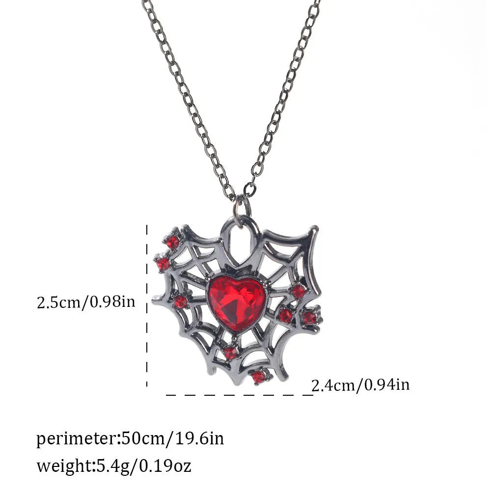 Dark Halloween necklace with spider bat pendant in zinc alloy with electroplated finish