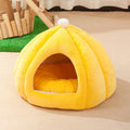 Cat litter winter warm closed pumpkin kennel with high elastic PP cotton in orange colour size L