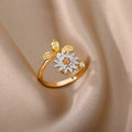 Adjustable copper decompression ring with rotating mechanism in gold electroplated finish