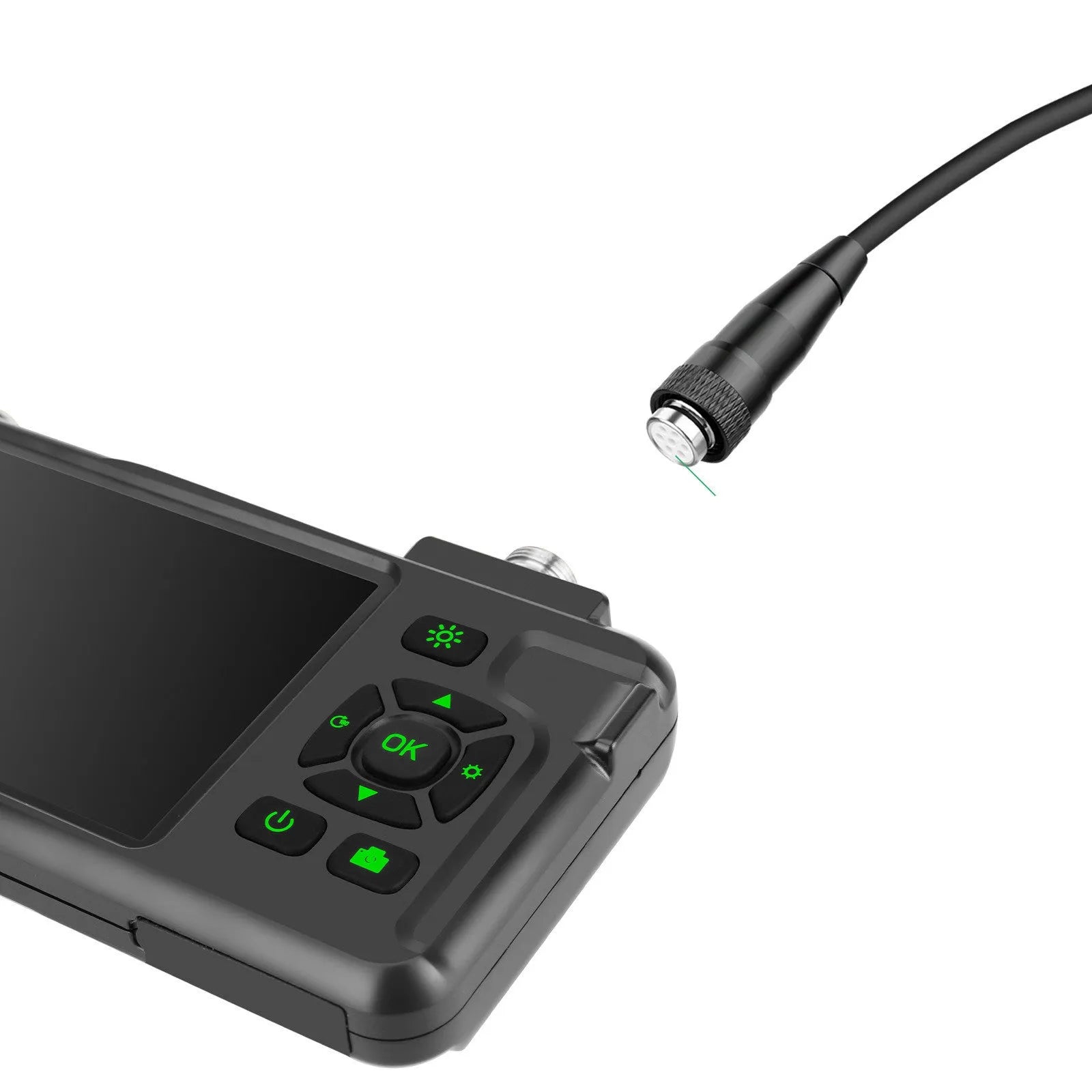 Handheld industrial endoscope with 4.5-inch screen and 1-metre cable for automotive inspection