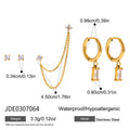 Set of 5 stainless steel geometric earrings with electroplated finish in colour JDE0307064