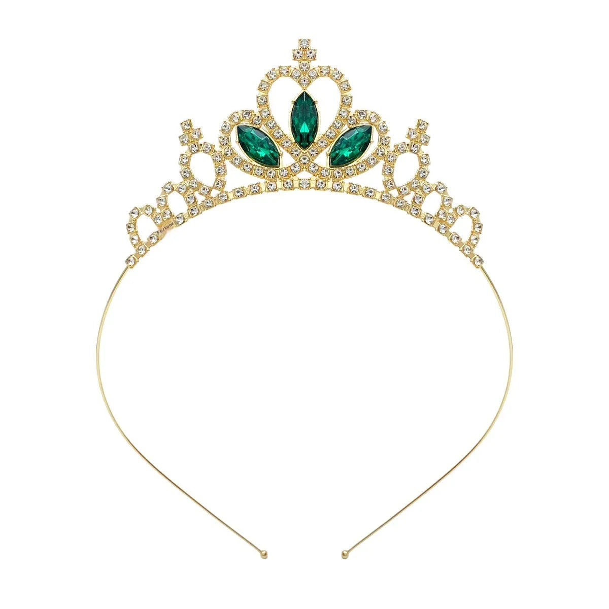 Gold and silver alloy princess crown headdress with electroplated gemstone colour finishes for birthday parties