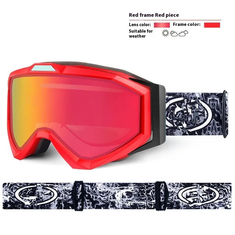 Motorcycle goggles with double-layer anti-fog design in multiple colour options including black frame with grey lens.