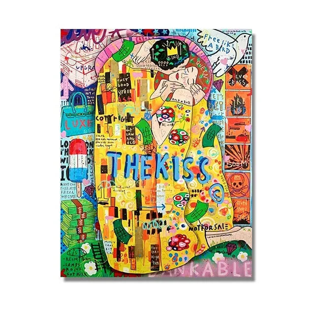 Graffiti abstract oil painting street poster on canvas, spray paint finish, unframed, multiple sizes from 20x25cm to 80x120cm