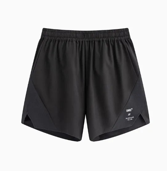 Four-point stretch running shorts in blue with laser punching stitching detail