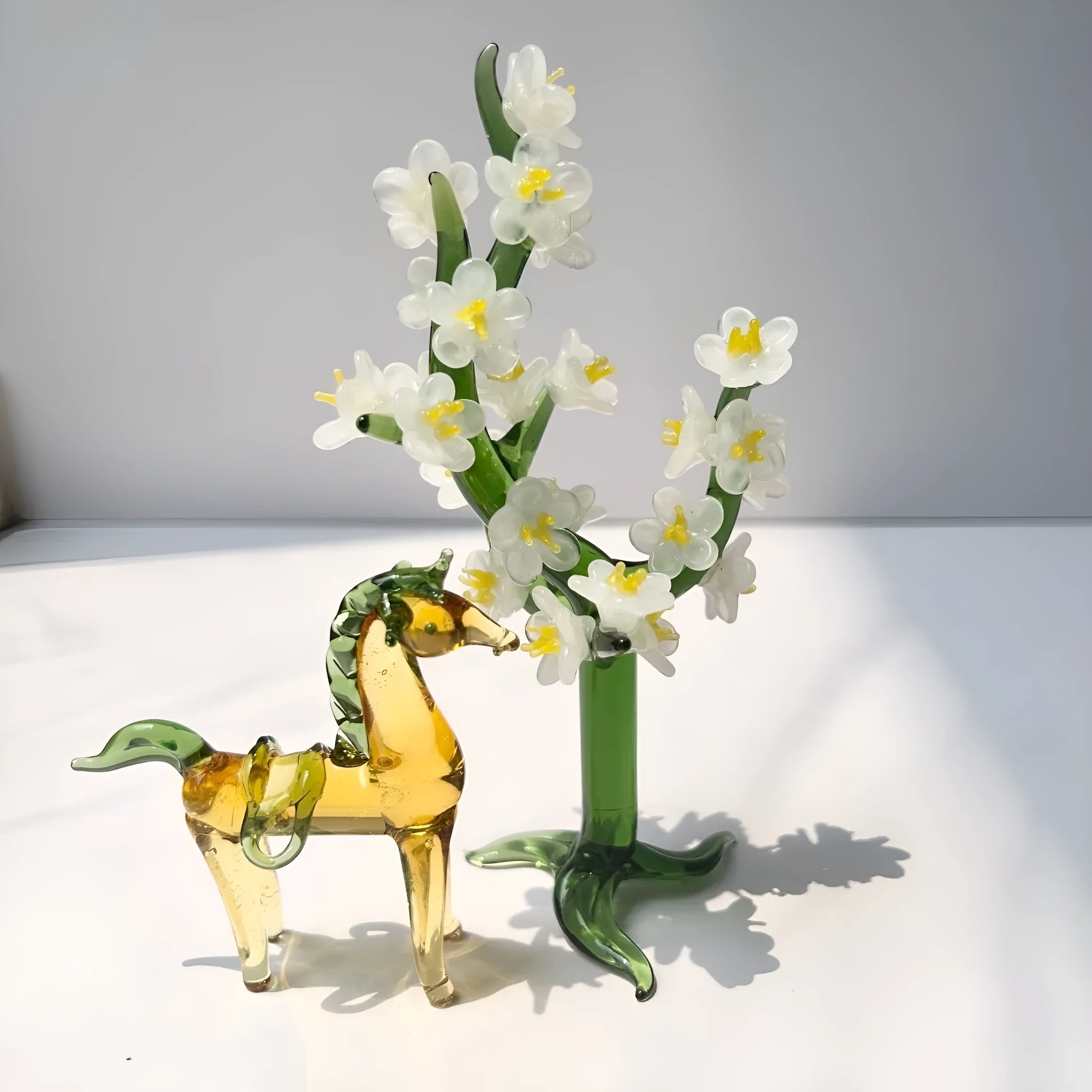 Glazed horse figurine decorative ornament in modern simple design with coloured glaze finish