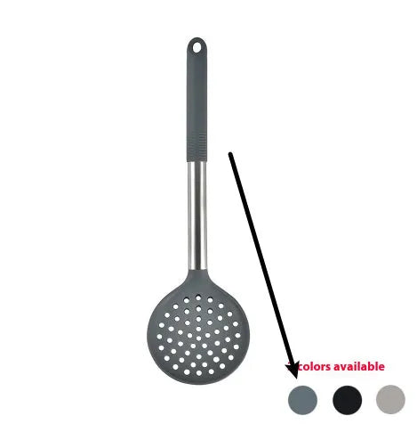 12-piece silicone kitchen utensil set with rotating storage bucket in black, dark gray or khaki