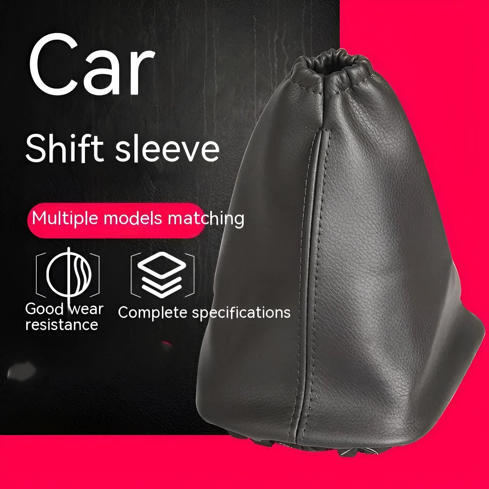 Black leather gear lever dirt-proof cover for Toyota Corolla, showing its dimensions.