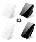 120-type smart dimmer switch with glass touch panel in black or white, showing WiFi and Alexa compatibility labels
