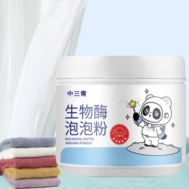 Biological enzyme bubble powder laundry detergent bottle with active oxygen formula