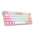 White pink RGB mechanical keyboard with dual keycaps and multimedia controls