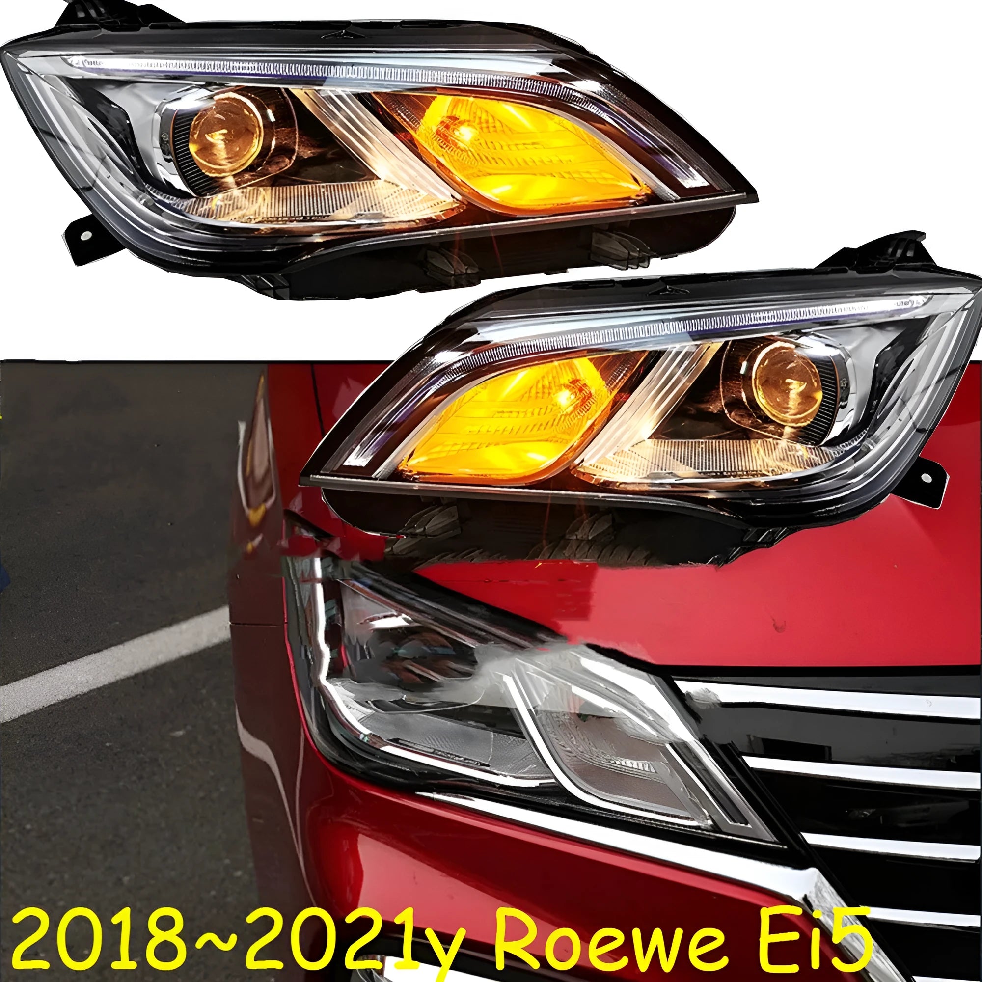 9-line LED car headlight assembly for 2018-2021 vehicle models, showing ABS plastic housing.