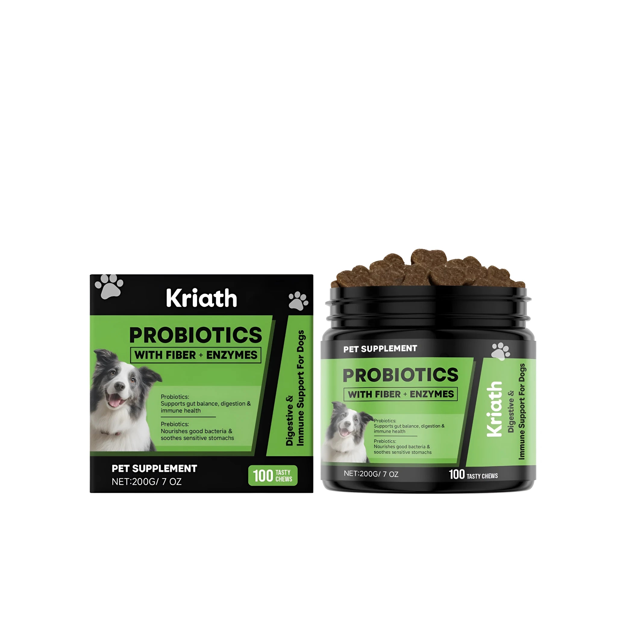 Dog probiotics 200g soft granules supplement for digestive health with inulin and enzymes