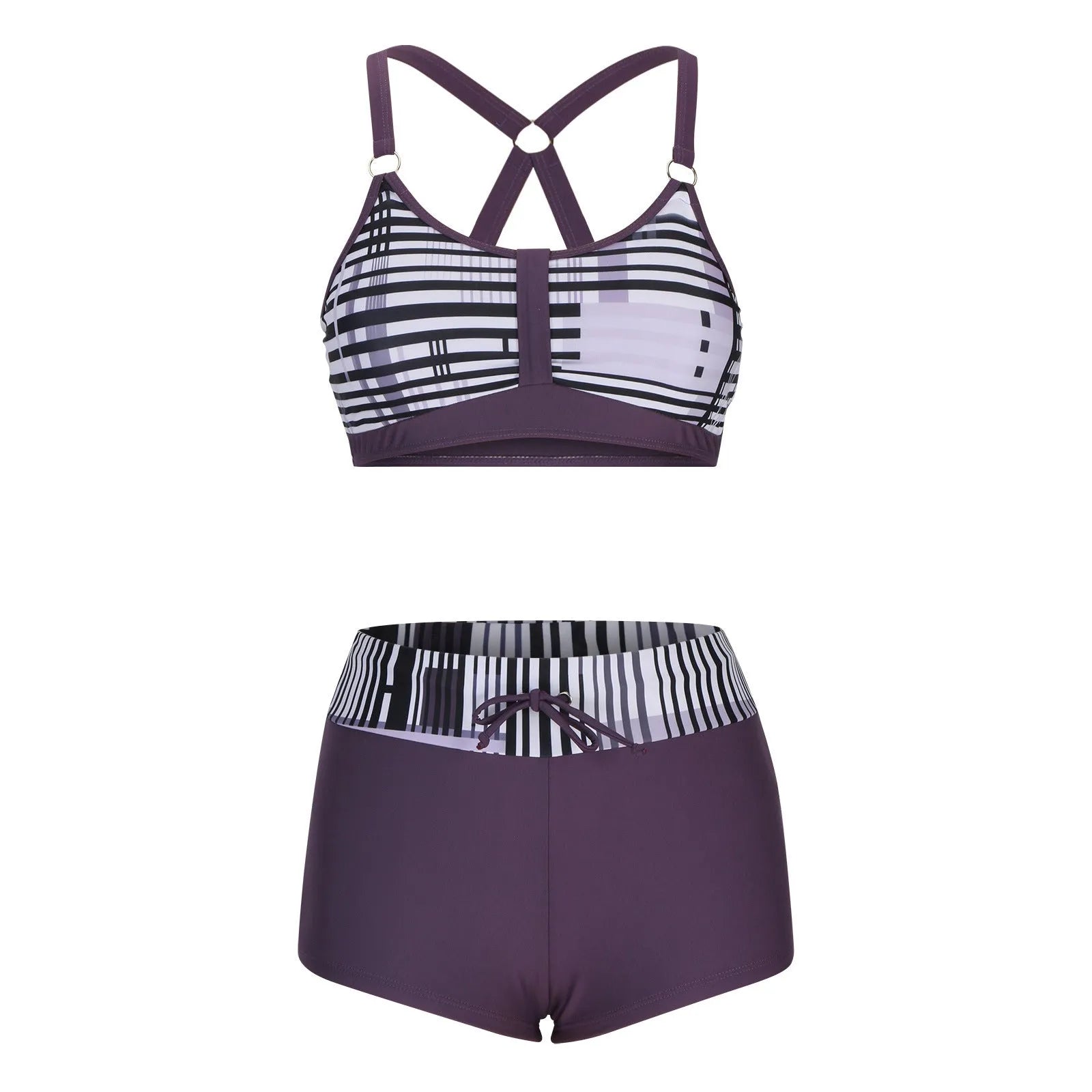Women's floral print polyester bikini swimsuit in various colours with bra and briefs