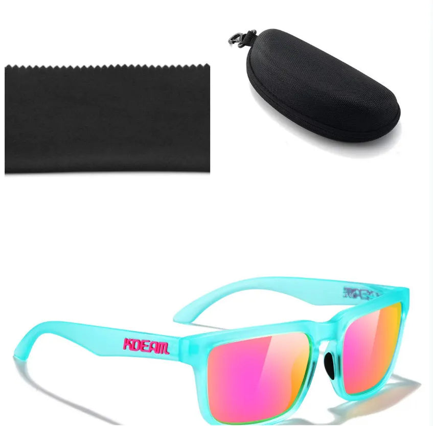Polarized square sunglasses with TAC lens and PC frame in multiple colour options for outdoor use