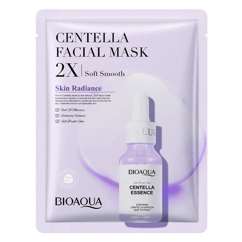 Single collagen hyaluronic acid facial sheet mask with 30g gel serum, shown on white background