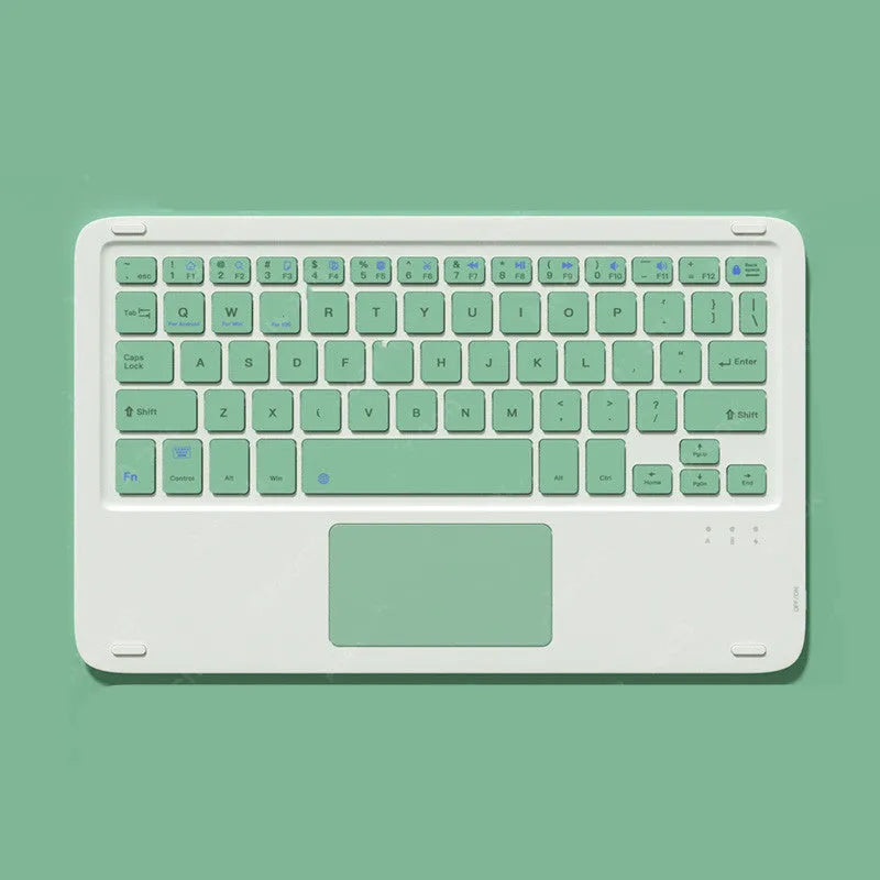 Pink wireless Bluetooth keyboard and matching dual-mode charging mouse on a desk