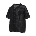 Man wearing a loose-fit apricot cotton short sleeve casual shirt