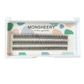 Black V-shaped fairy fishtail false eyelashes with thick segment design, showing 8mm to 12mm length options.