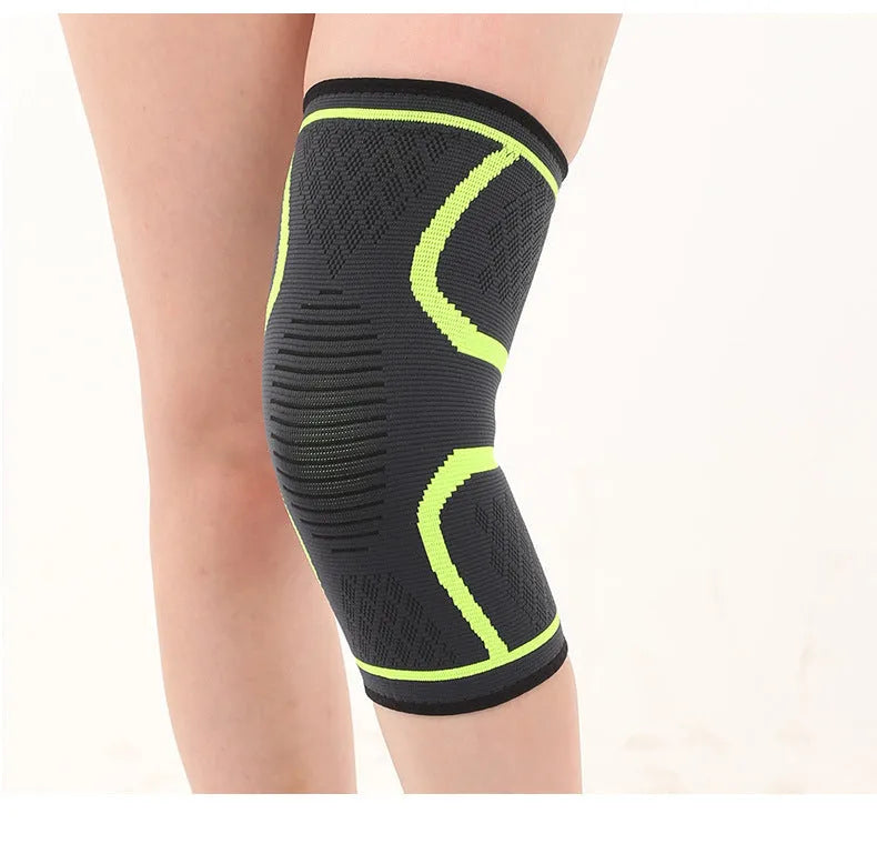Double corrugated non-slip sports knee pads in various colours on a grey background.