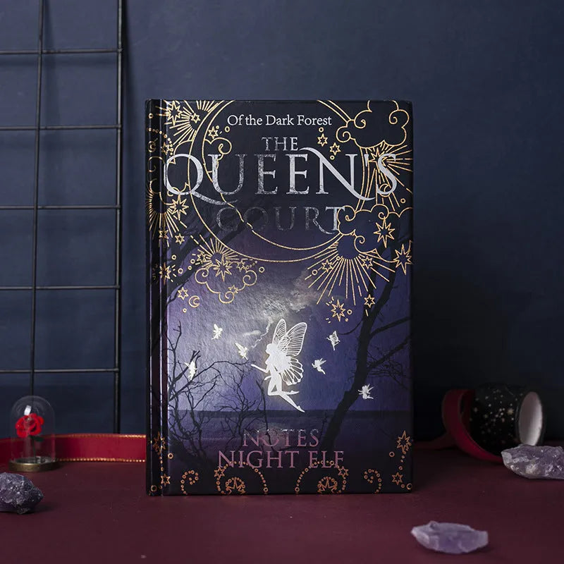 A5 luminous hardcover notebook with full-colour illustrated pages in blue or purple