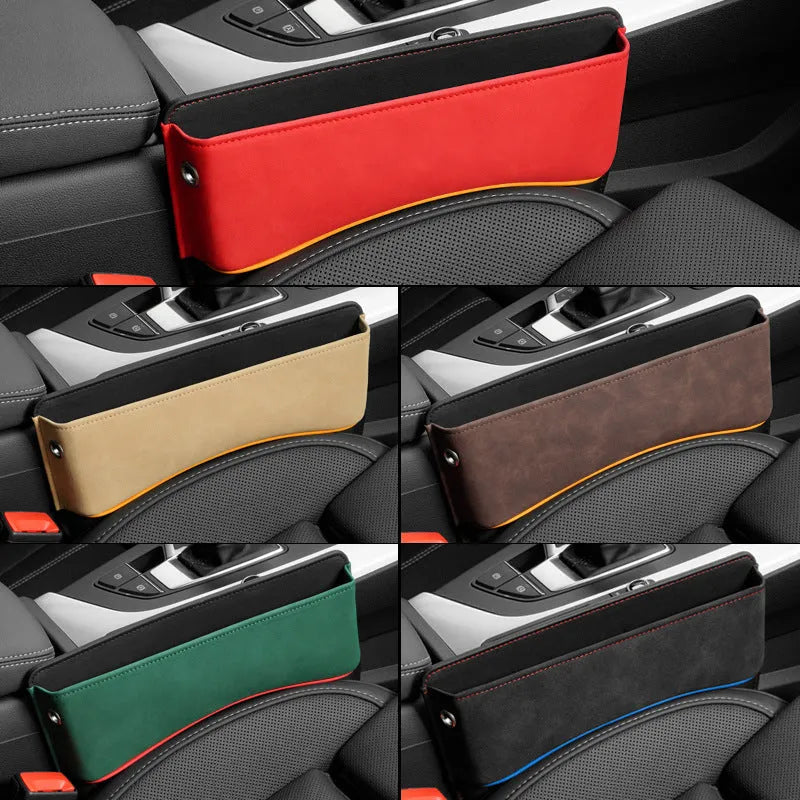 Waterproof leather car seat storage box in beige, black, brown, green or red with pressure-resistant design