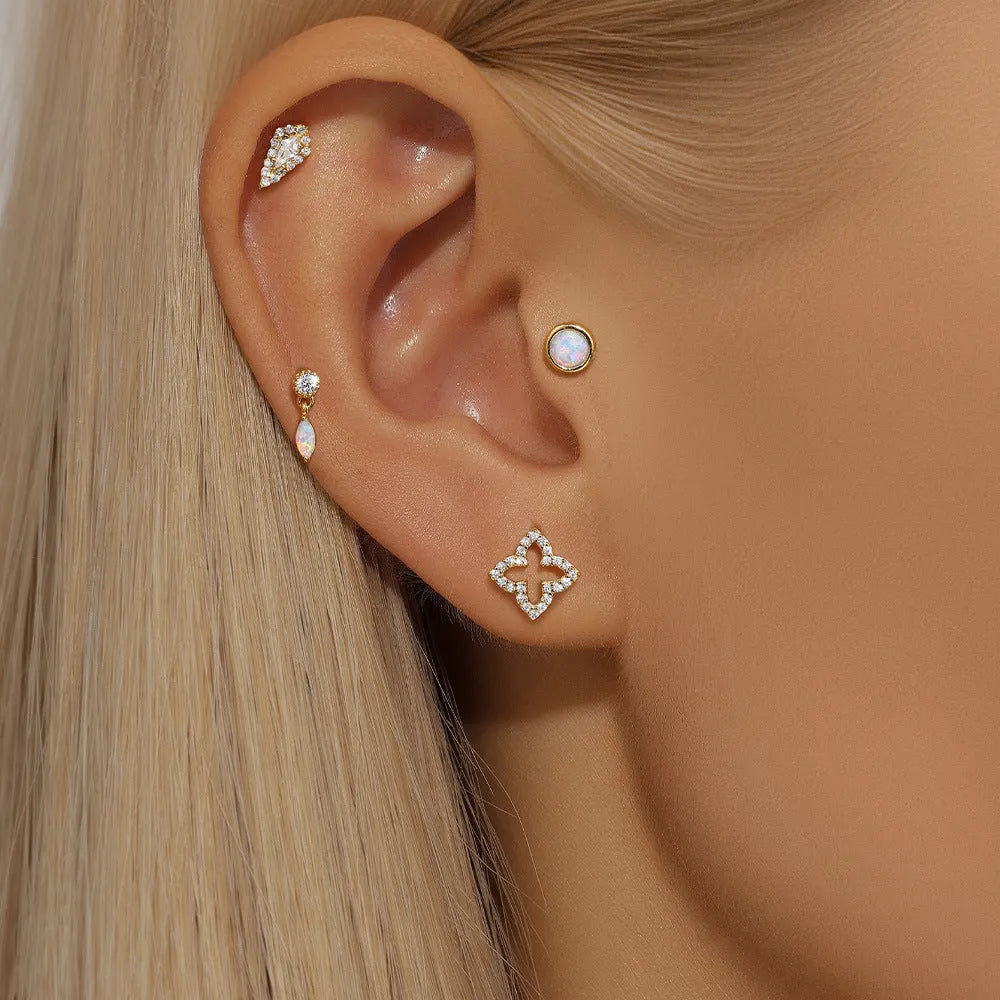 S925 sterling silver flat column threaded ear bone studs with butterfly clasp in a gold electroplated finish.