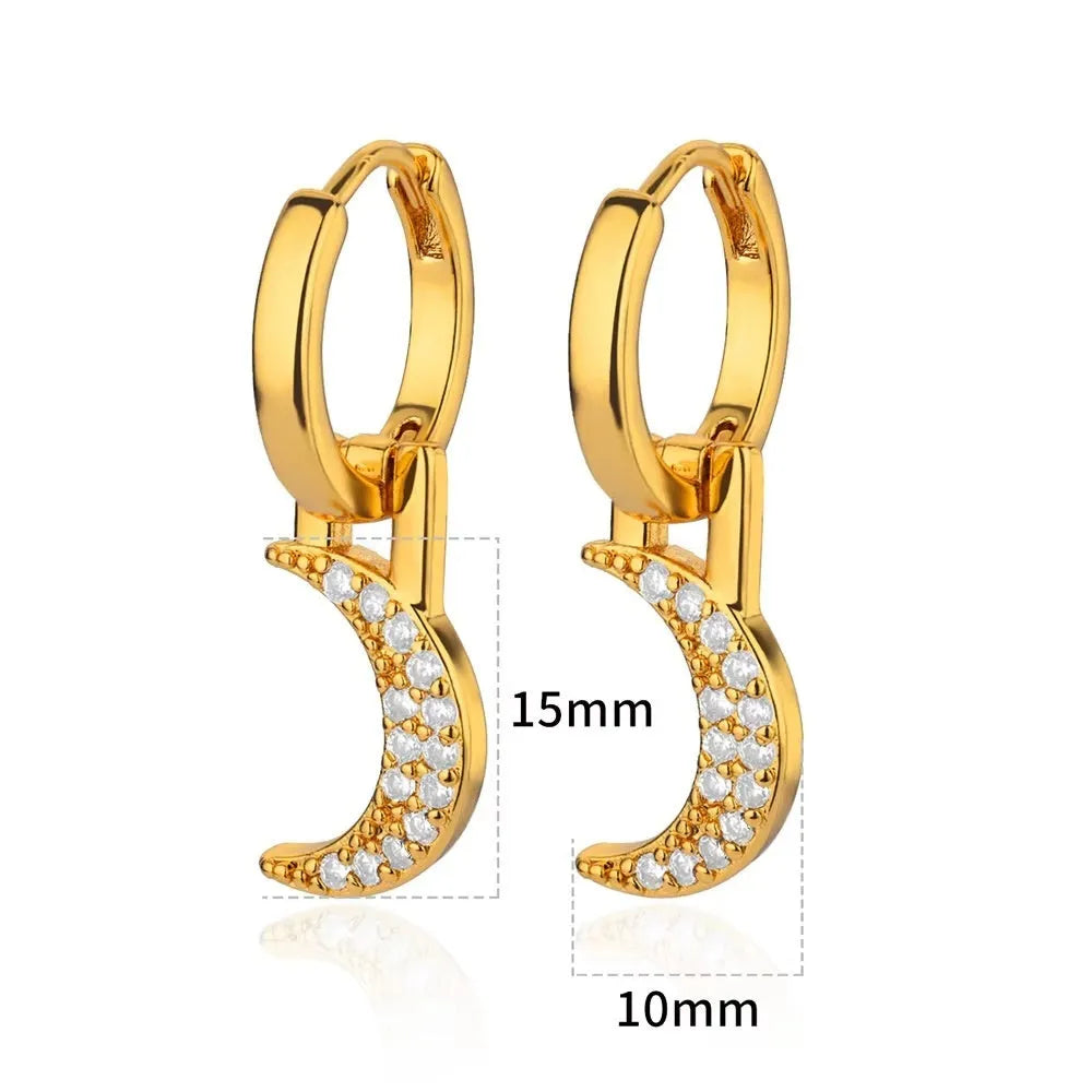 Women's geometric butterfly earrings with heart, bow and star shapes in copper with diamond finish