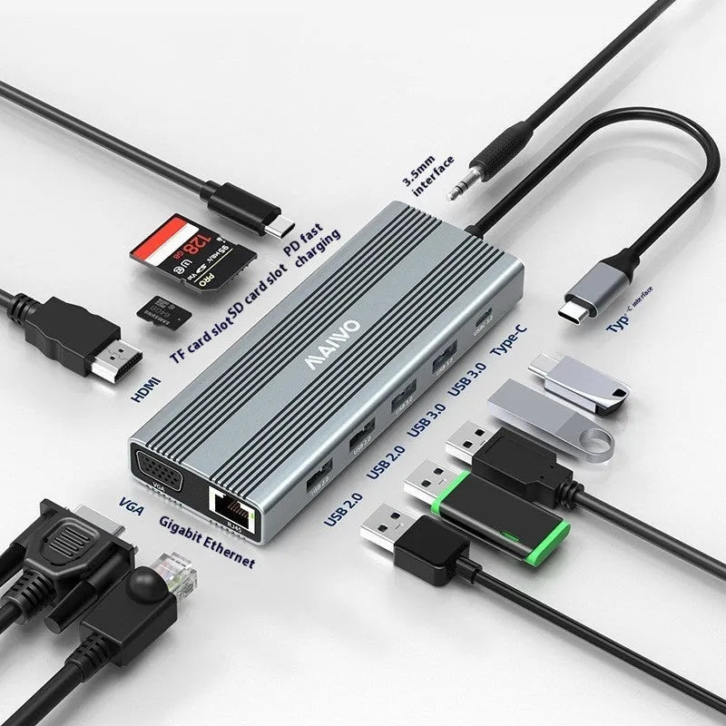 Steam Deck six-in-one aluminium docking station with HDMI, Ethernet, USB ports and a 15cm Type-C cable.