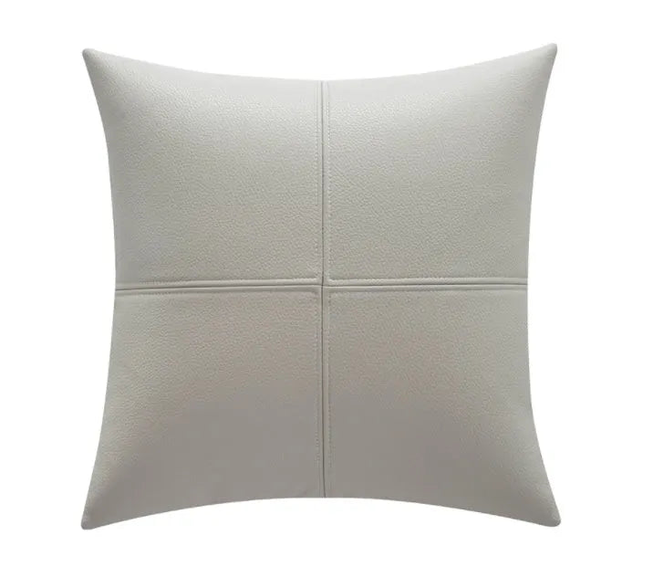 Solid colour cowhide leather pillow cover in Nordic style with PP cotton filler