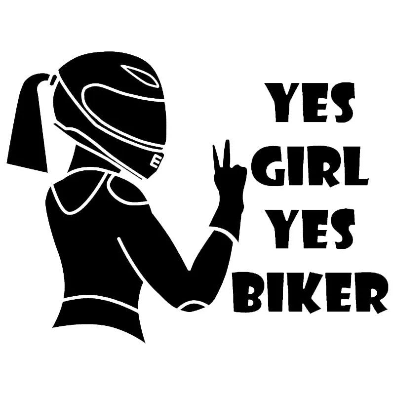 Cool Girl Rider black character vinyl car sticker measuring 16cm by 15cm.