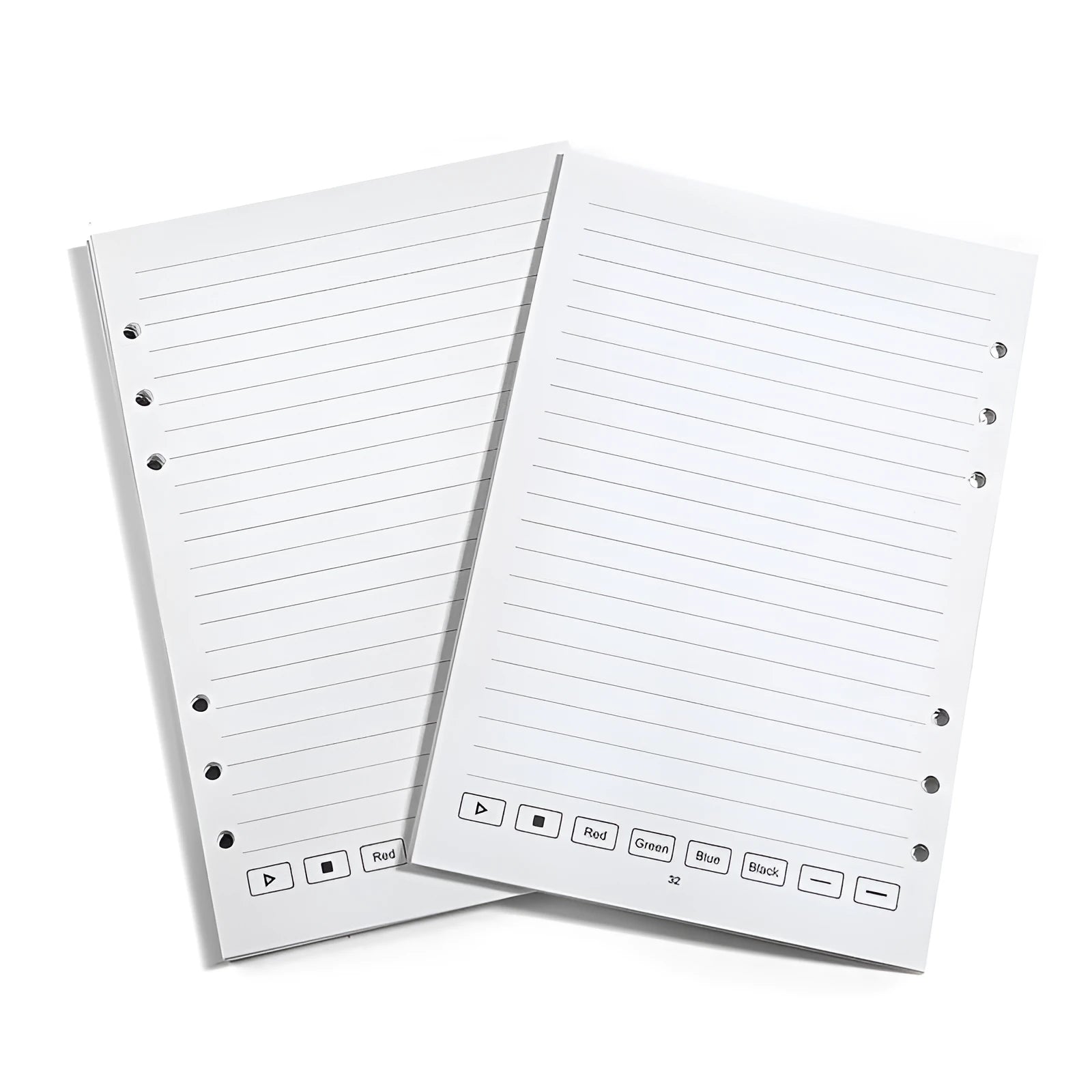 Loose spiral notebook refill pack showing paper core and assorted metal pen refills