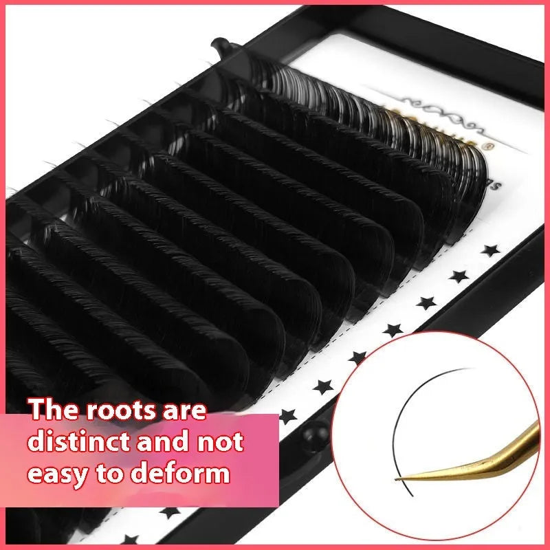 Mink hair false eyelashes with 16-row dense arrangement on matte black round wool bands