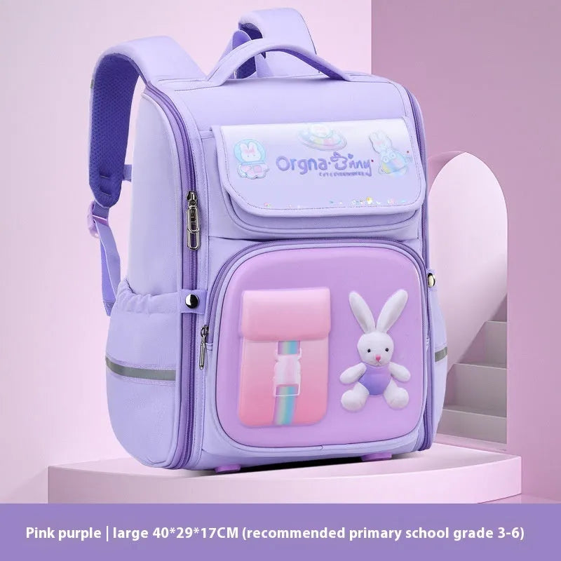 Large capacity children's cartoon backpack with airpillow straps for spine protection in Oxford cloth