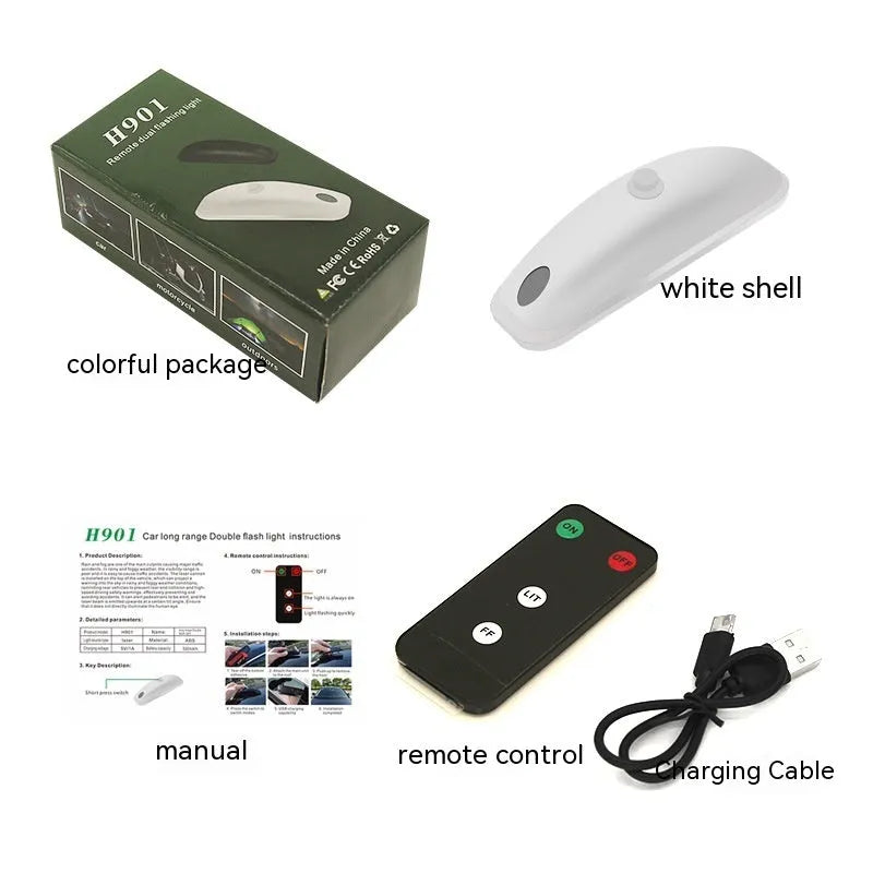Remote control car strobe safety light with ABS housing for anti-collision visibility in rain and fog