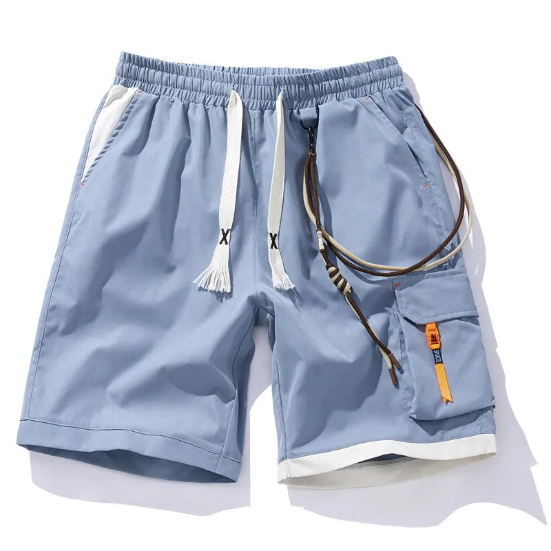 Men's plus-size loose-fit sports shorts in bamboo fibre, shown in a cropped straight-leg style.
