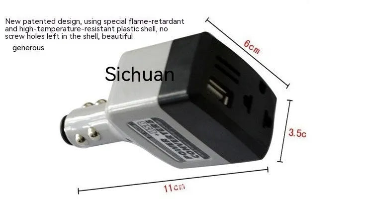 Car charger transformer converting cigarette lighter to USB output for mobile phone charging
