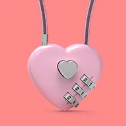 Peach heart shaped wire rope lock for bicycle helmets in various colours and steel cable lengths