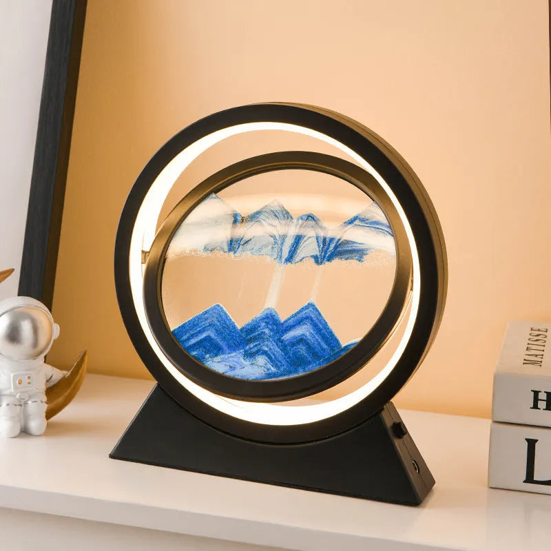 3D dynamic quicksand art ornament in glass casing with plastic base, 24cm tall, in picture colour