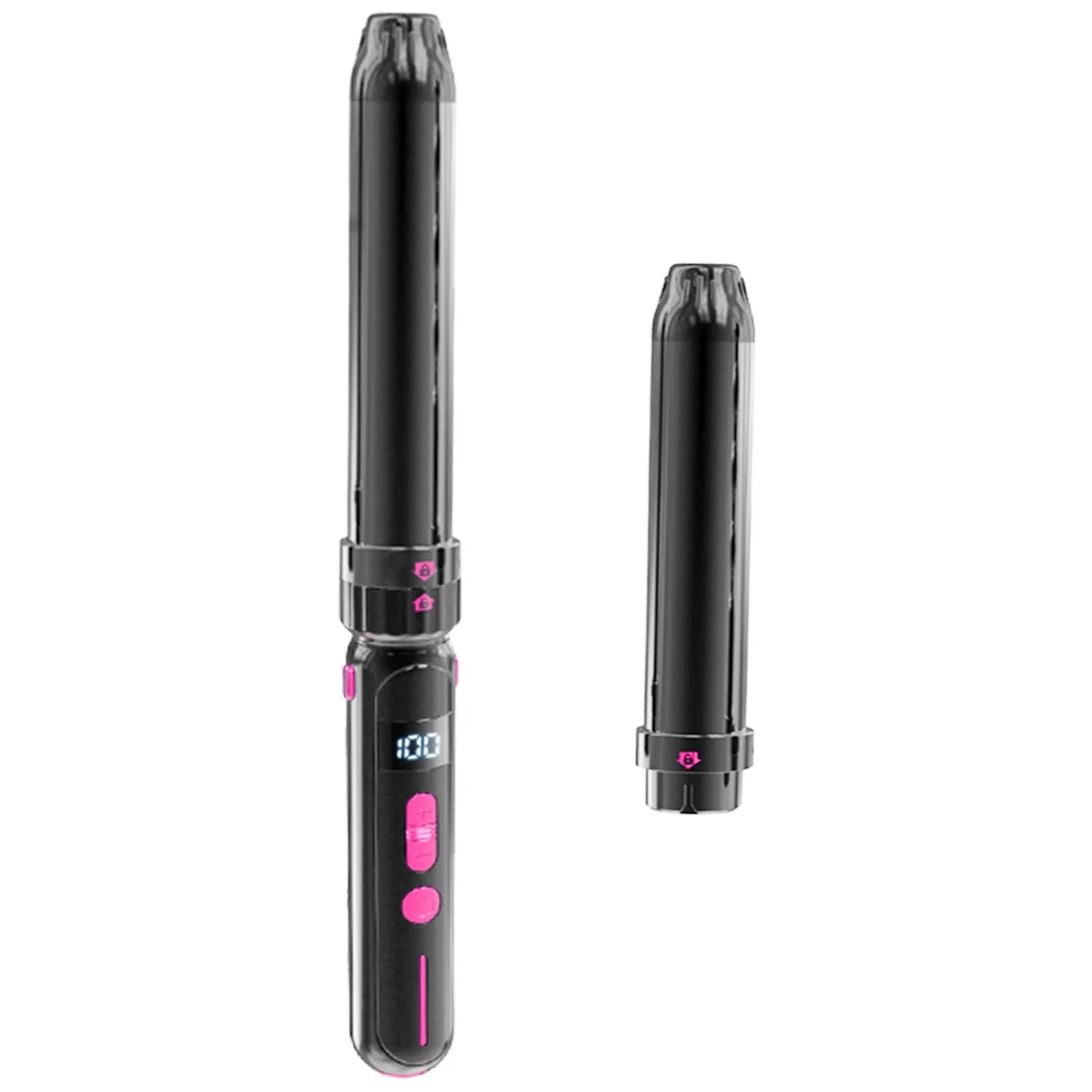 Black ceramic curly hair sticks dual-purpose styler with 30 temperature settings and PTC fast heating