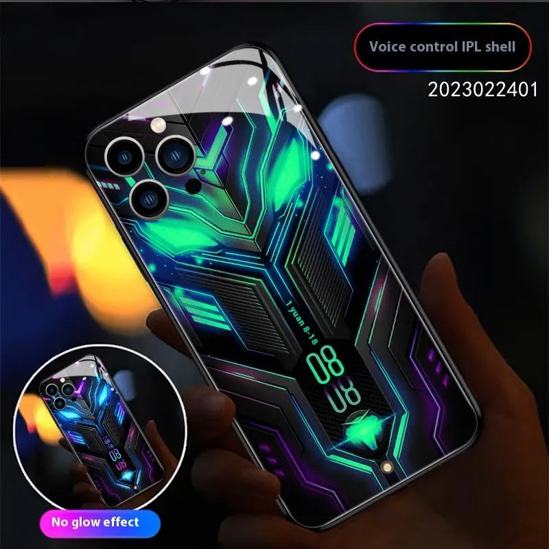 Racing car creative style glass phone case for Apple iPhone 15 in green with shockproof and anti-fingerprint protection