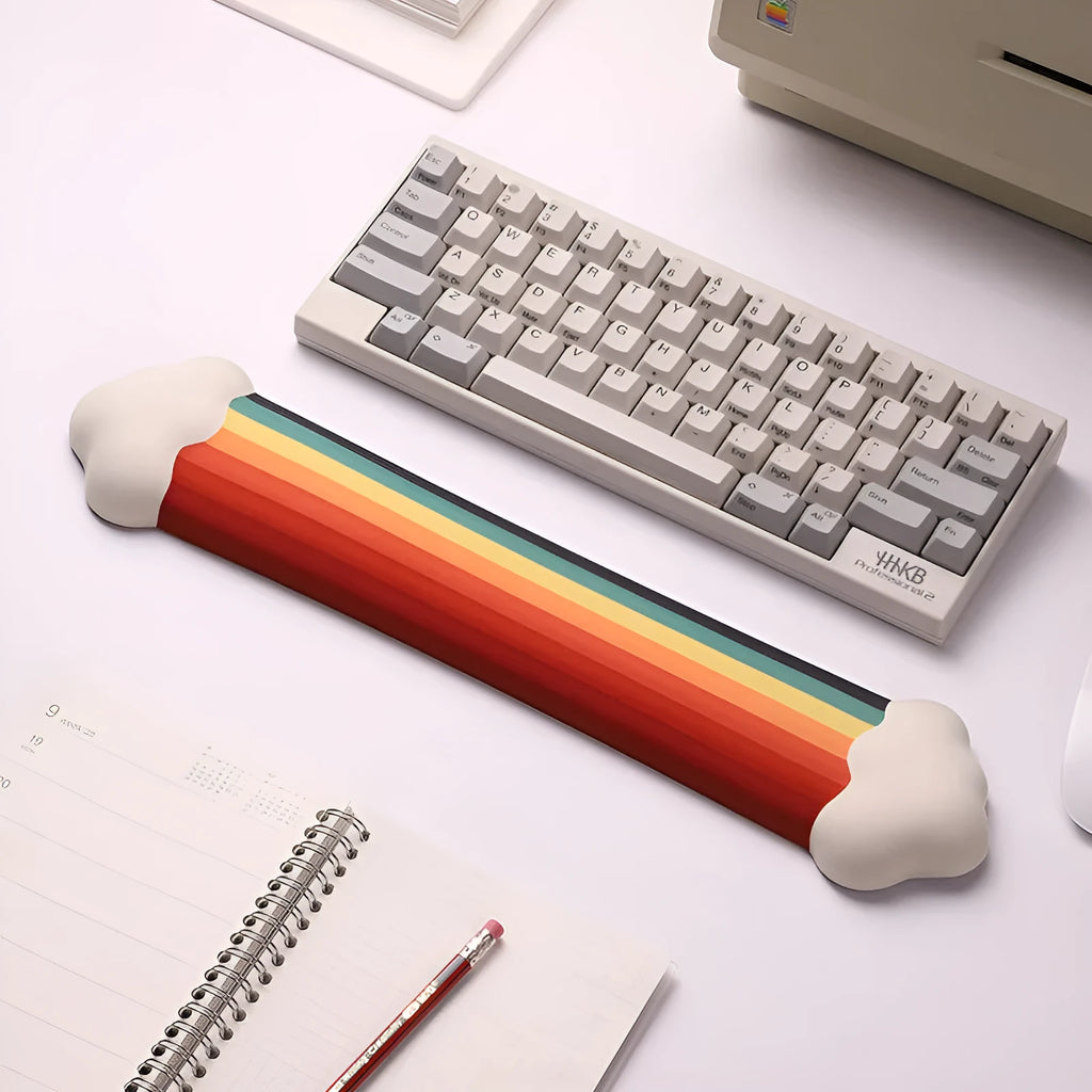 Silicone wrister mouse pad and keyboard support set with cloud pattern in choice of four colours